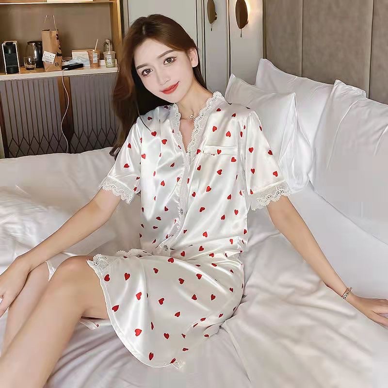 [COD] Piyama lengan celana panjang baju tidur pajamas wanita sutera satin premium impor adem hadiah ulang tahun daster lingerie korea korean sleapwear