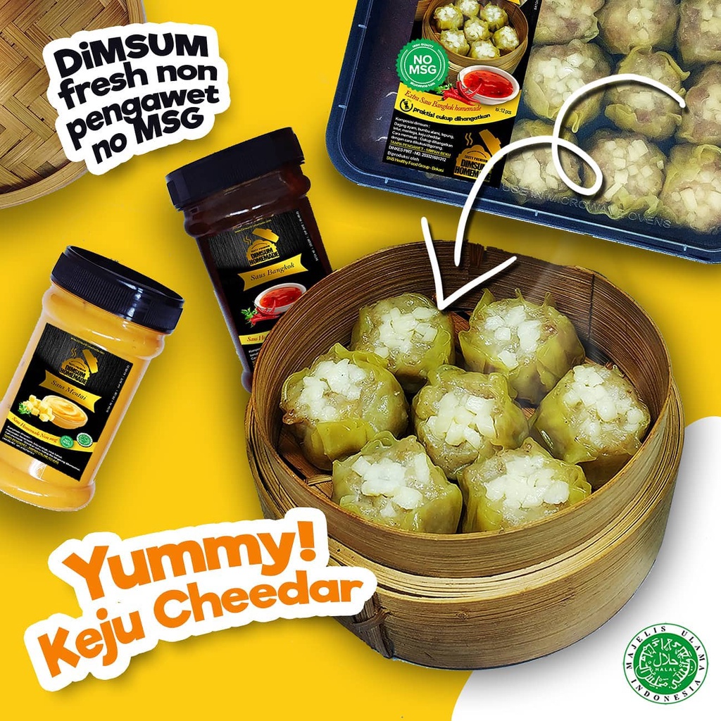 

Dimsum Keju Cheddar premium plus Saos | Non MSG Non Pengawet Homade Pelangi Frozenfood 350gr