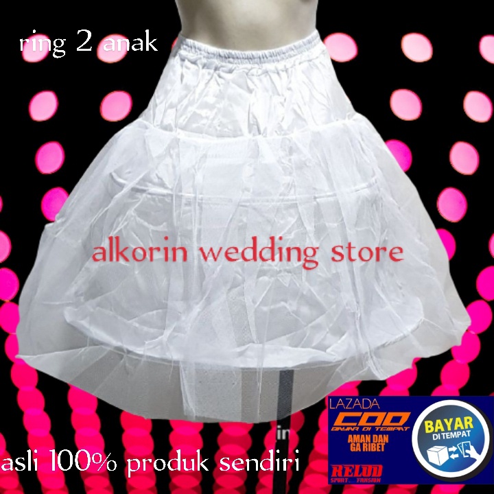 PETIKUT ANAK RING 2 Rok Gaun Anak perempuan/ petikut/peticoat /pengembang gaun ring 2 dengan kain Tile/ pengembang gaun ring 2 anak plus tile/PETIKUT ANAK RING 2 PLUS JALA Petikut gaun anak perempuan
