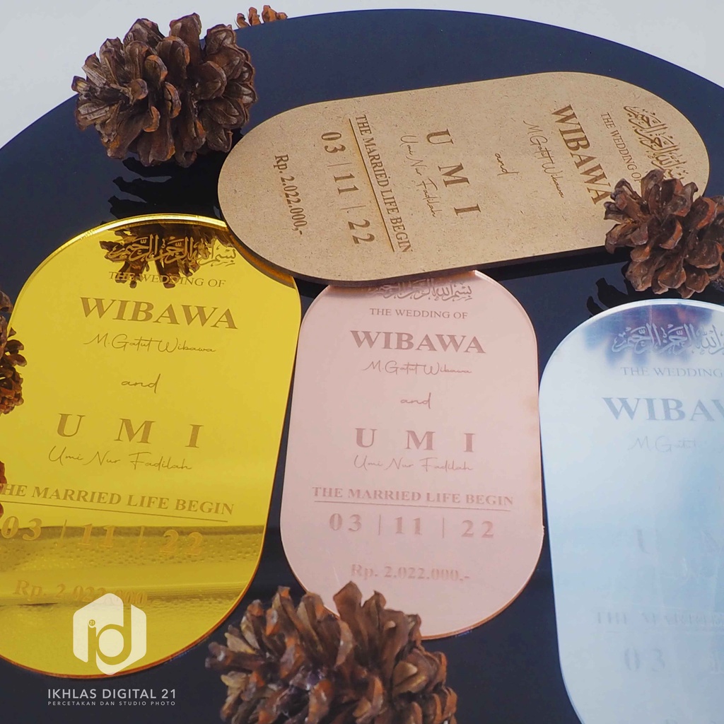 GRAFIR AKRILIK OVAL UNTUK ISIAN MAHAR /SESERAHAN