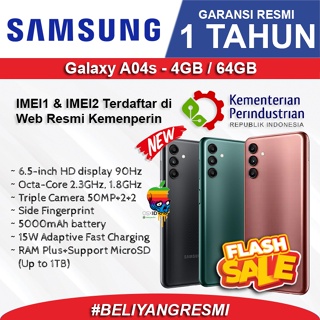 SAMSUNG Galaxy A04s (4/64 GB) / Galaxy A04 (4/64 GB) / Galaxy A03s (4/64 GB) / Galaxy A03 2022 (4/64GB) / Galaxy A12 A13 (6/128GB) / Galaxy M12 (4/64GB) / Galaxy A33 5G (6/128GB) / Galaxy A23 NFC (6/128GB) - Garansi RESMI