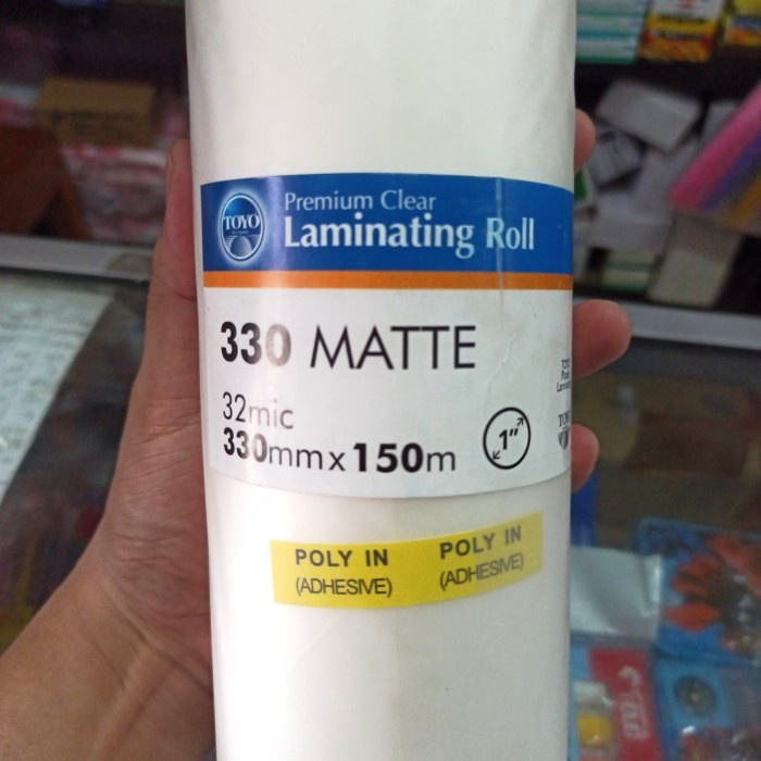 

Exclusive Laminating Roll Toyo 330 Matte 32 Mic 330 Mm X 150 M Premium Clear