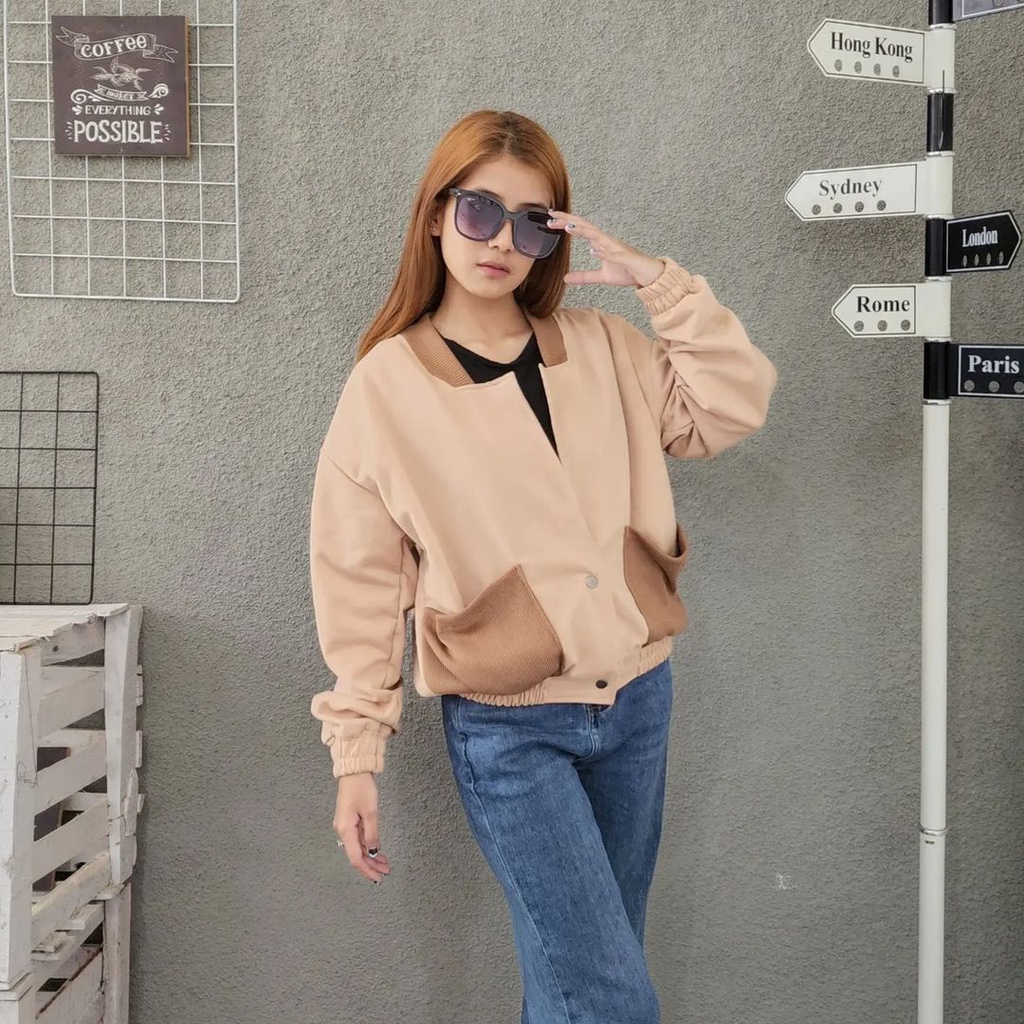 POCKY RIB STILE Sweater Wanita Oversize Pakaian Kardigan Korean Look Style Fashion Terkini OOTD Kasual Outfit