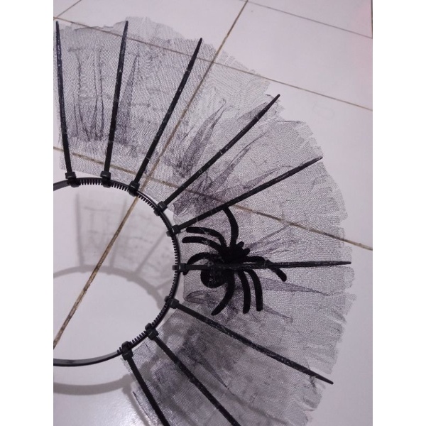 bando Halloween black spider web hiasan rambut laba laba