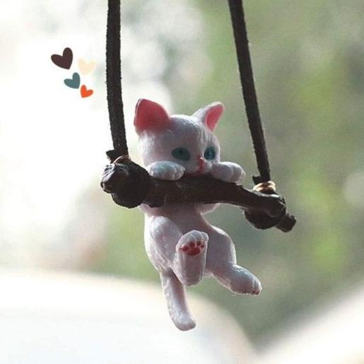 Diskon Hari Ini Gantungan Ayunan Kucing Pajangan Kaca Spion Tengah Mobil Car Cat Hanging Pendant