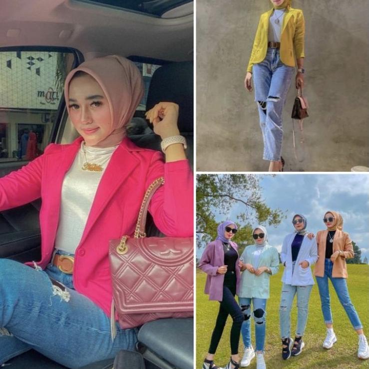 Murah ALQQS Blazer Nabila Blazer Colour Slimfit Scuba Premium 69 Terlaku.