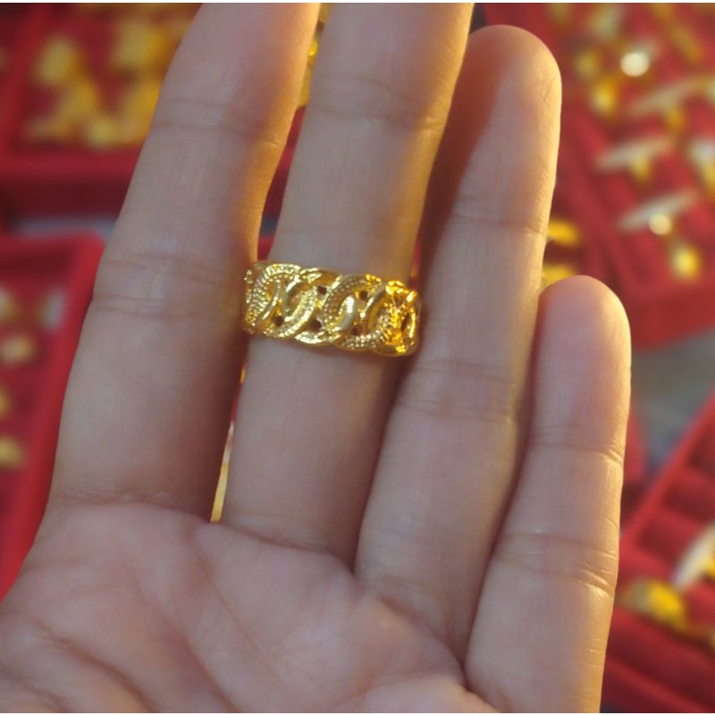 cincin rantai lapis emas