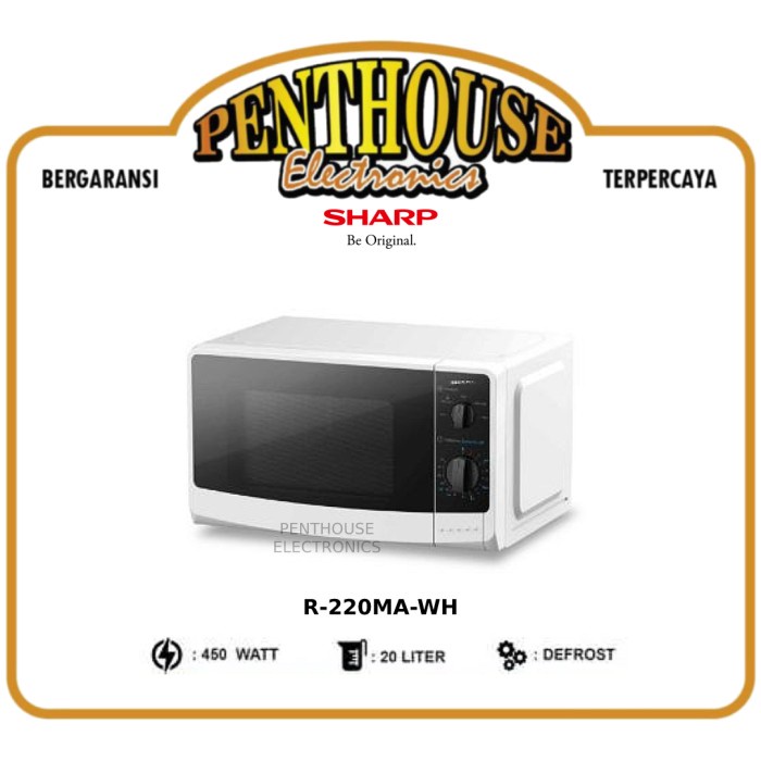 Microwave Sharp Microwave Solo R-220Ma-Wh 20 Liter 450 Watt / R 220Ma Wh