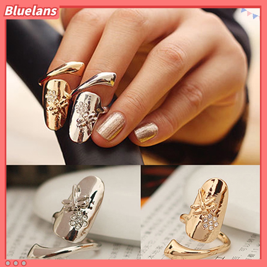 Bluelans 1Pc Finger Nail Ring Polishing Rhinestone Alloy Alloy Finger Nails Ring