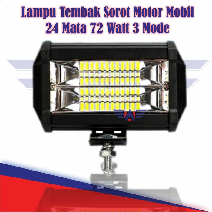 Lampu Tembak Sorot Motor Mobil 24 Mata 72 Watt 3 Mode