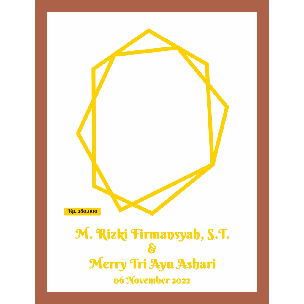 Bahan Mahar Full Akrilik Mirror Gold - Hexagon