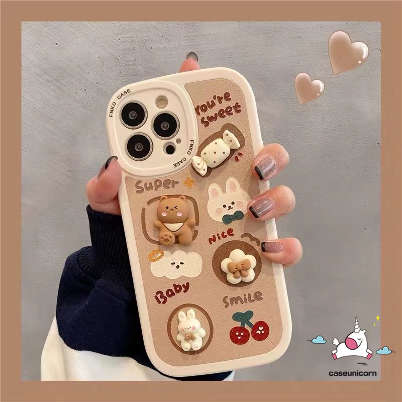 Case Realme C53 C55 C35 C15 C25 C25Y C31 C30 C21Y C25s C12 8 8i 9i 10 Pro C11 GT C20A C3 C21 C17 C20 8Pro 6i 5i 6 5s 5 6s 3D Mainan Boneka Kartun Lucu Beruang Kelinci Permen Sarung Soft Cover