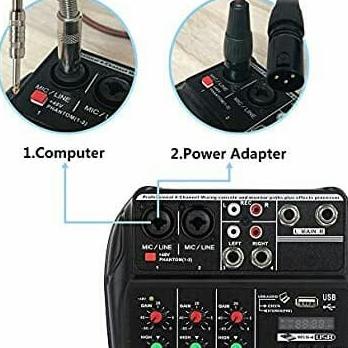 A4 Audio Mixer 4 Channel Sound Mixing Console With Bluetooth Usb Recor