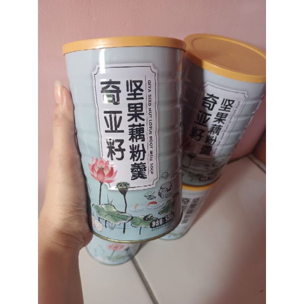 Ou fen Lotus root powder bubuk akar teratai fruit kaleng biru 500g halal
