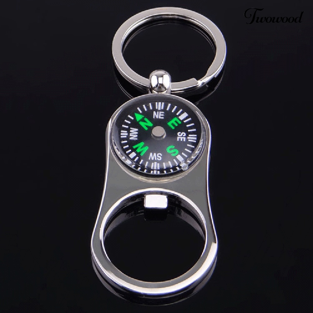 Twowood Gantungan Kunci Pembuka Botol / Kompas Mini Portable Bahan Zinc Alloy Untuk Pria
