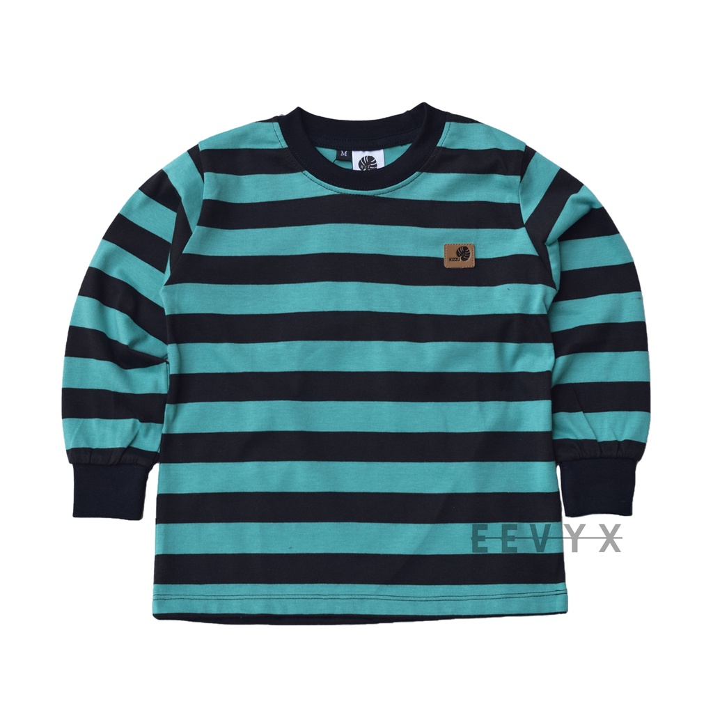 Kizzu Baju Kaos Anak Laki Laki Lengan Panjang Umur 1-12 Tahun - Strip / Salur Tosca - Eevyx Store