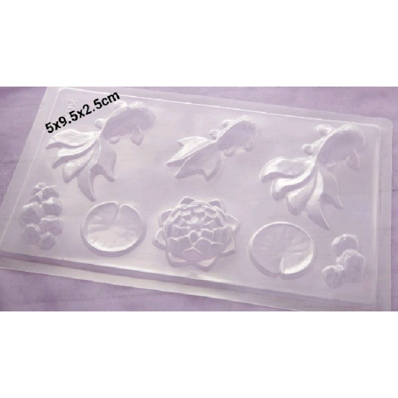 CETAKAN IMLEK/CETAKAN COKLAT/CETAKAN PUDING/CETAKAN BENTUK IKAN KOI &TERATAI BAHAN PLASTIK