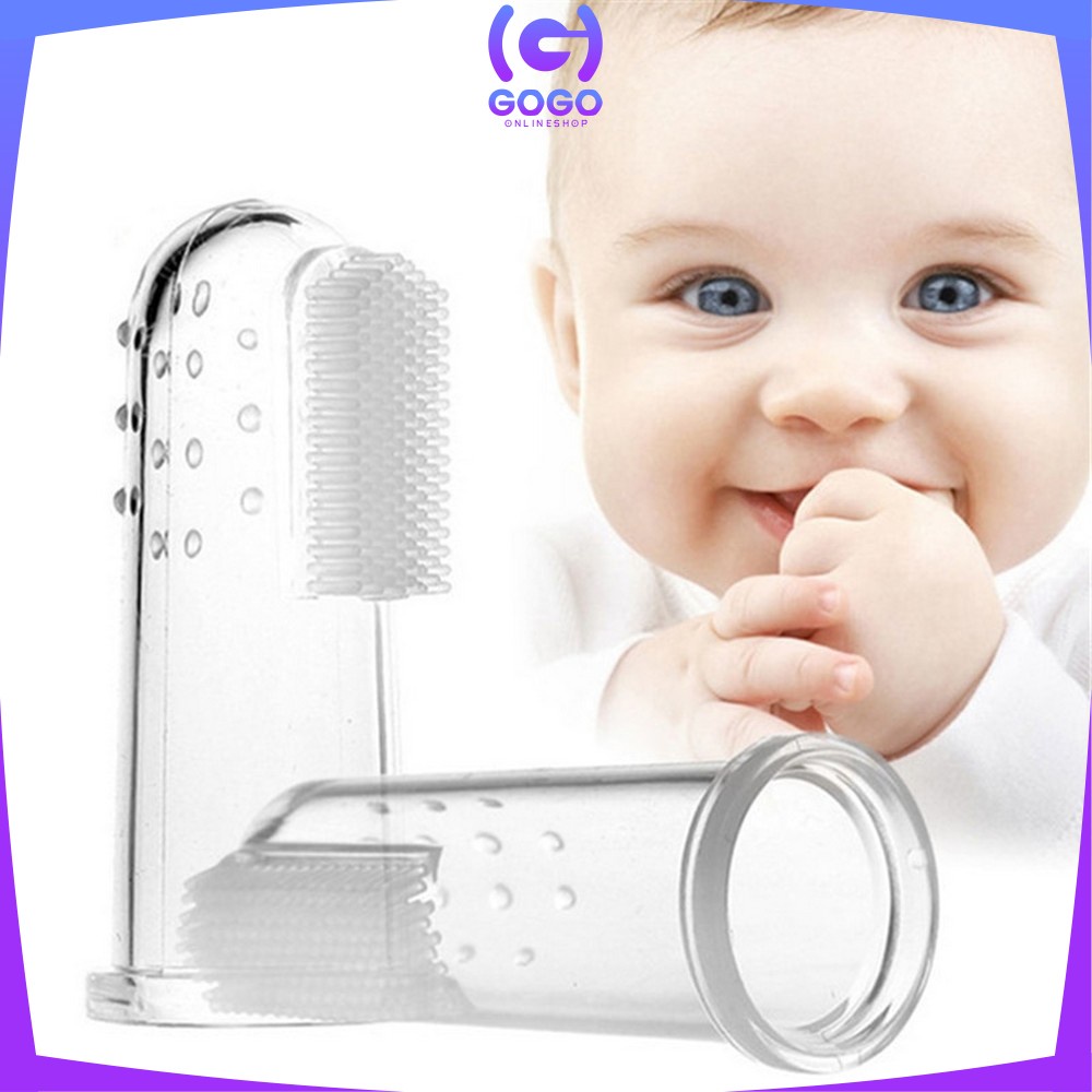 GOGO-C41 Sikat Gigi Jari Bayi Bahan Silikon Lembut Pack OPP Pembersih Gigi Newborn Finger Toothbrush