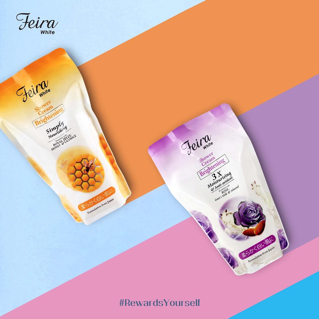 Feira White Rose Shower Cream Refill 450Ml l Feira White Goat's Milk Shower Cream Refill 450Ml l Fei