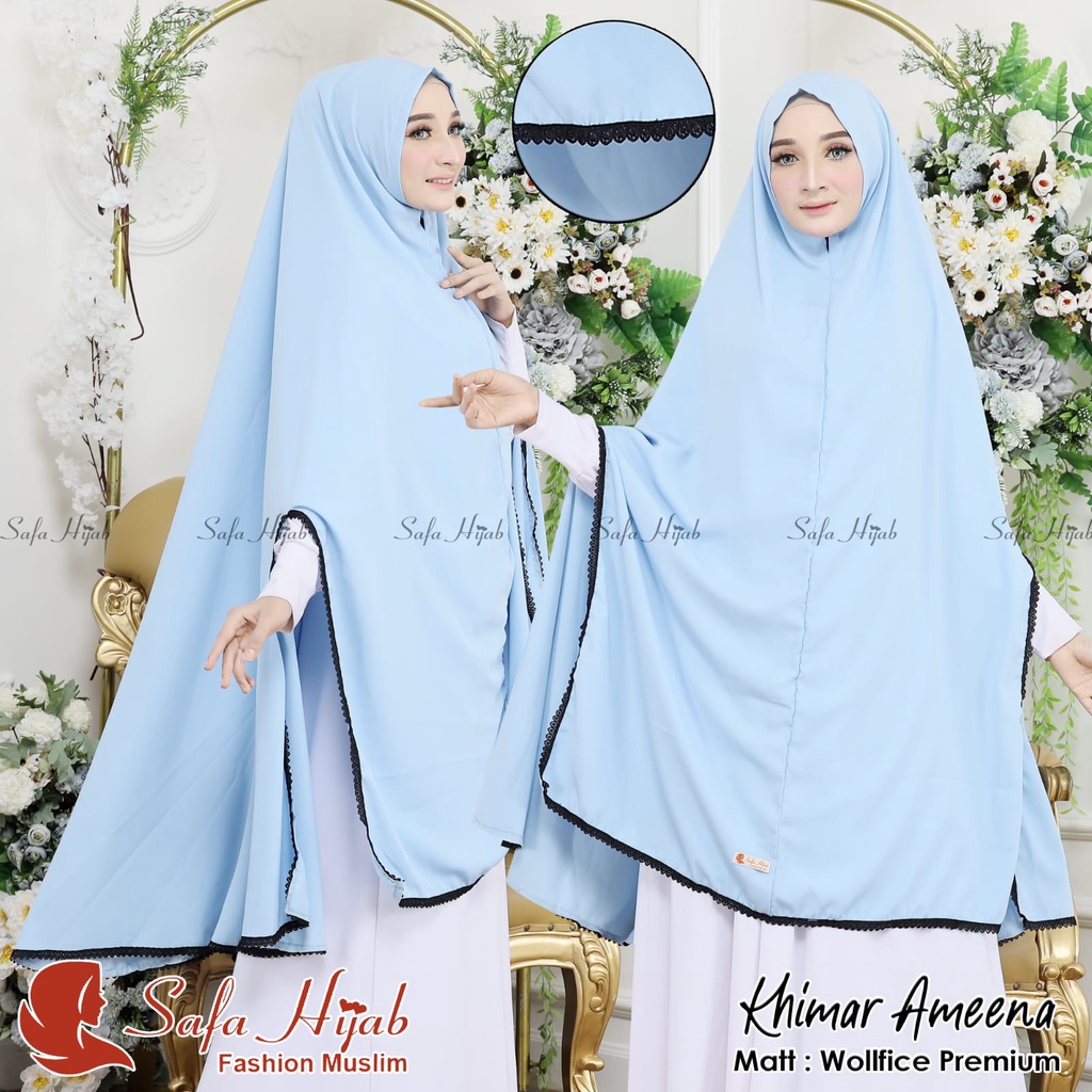 Khimar Syari Khimar Ameena Hijab Syari Renda Jilbab Instan Syari Wolfis Premium Safa Hijab