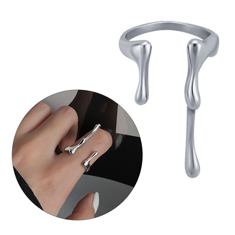 Fancyqube Cincin Model Terbuka Bahan Metal Warna Silver Gaya Punk Vintage Untuk Wanita