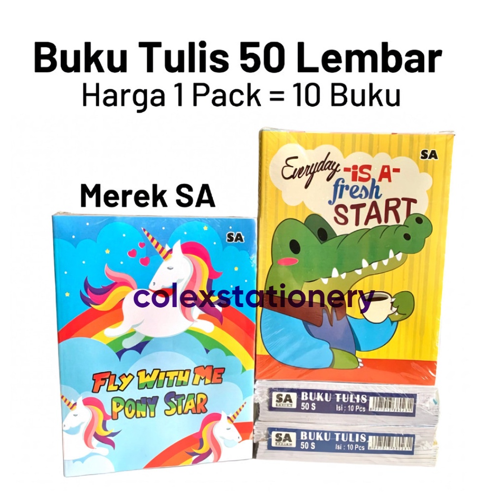 

Buku Tulis Sekolah Bergaris SA Isi 50 Lembar 10 Buku