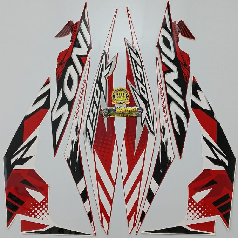 striping honda sonic 150 2017 merah putih list body motor standar