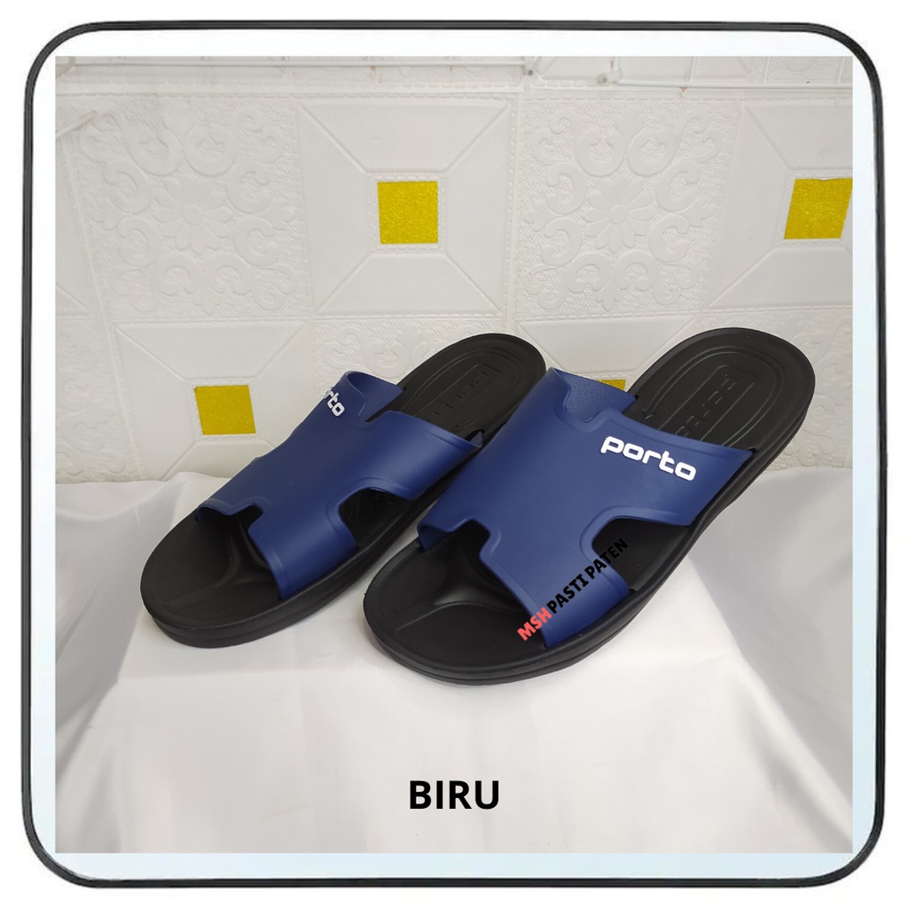 PORTO Sandal slop pria bahan karet tahan air anti slip original size 39-44