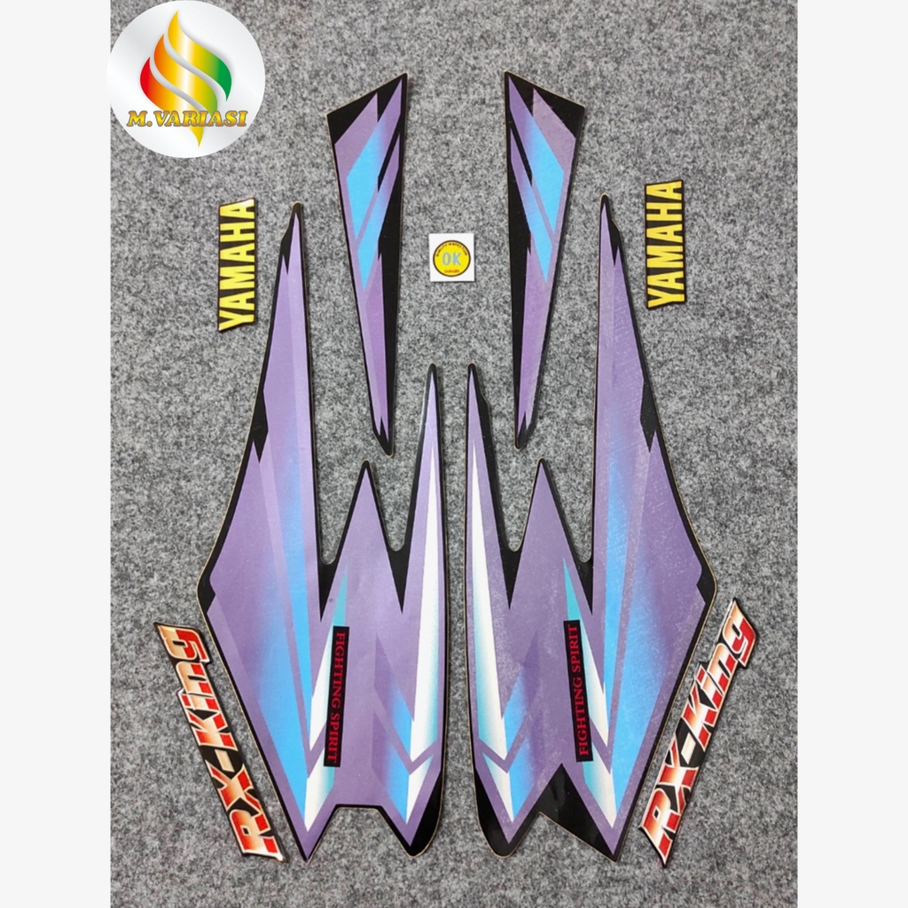 Striping + Emblem Yamaha Rx King 2002 Hitam Ungu Komplit