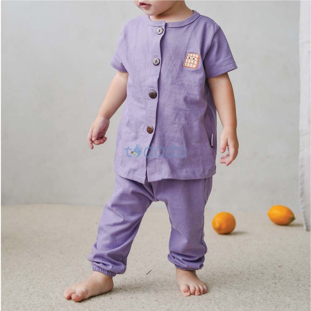 Baju Bayi Setelan Piyama Anak Lengan Pendek Celana Panjang Mooi Button Pajamas Set 0 6 12 Bulan 1-2 Tahun