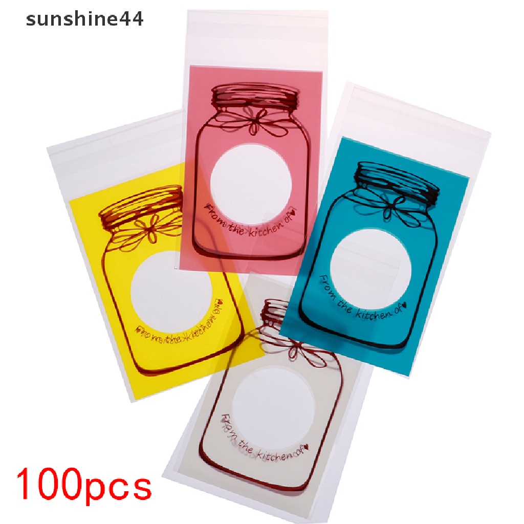 Sunshine 100PCS Kantong Plastik Permen / Biskuit Motif Kartun Dengan Perekat