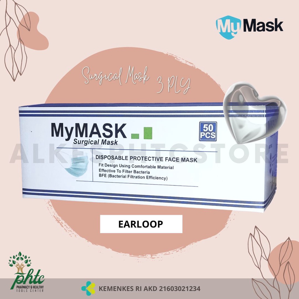 MY MASK Masker Medis 3 Ply Biru l Surgical Facemask EARLOOP Isi 50 Pcs