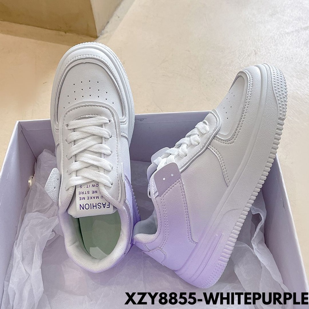 SEPATU SNEAKERS WANITA GRADASI WARNA LEMBUR CANTIKS BAHAN PU IMPORT ZY8855