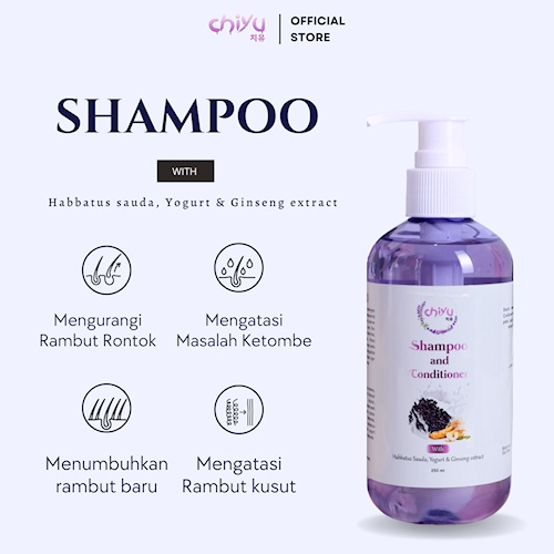 Shampoo Rambut Rontok Dan Ketombe Chiyu Shampoo &amp; Conditioner 250Ml Original Shampo Perawatan Rambut Rontok Penguat Akar Rambut Kering
