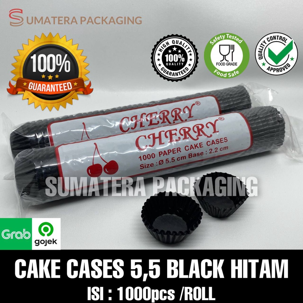 PAPER Cake Cases cup 5.5 cm hitam black isi 1000 pcs cherry cup cake nastar kertas tatakan kue medan