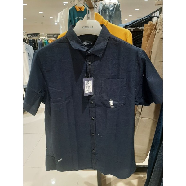 Osella Baju Kemeja Lengan Pendek Pria Dewasa Polos Navy Indigo Original