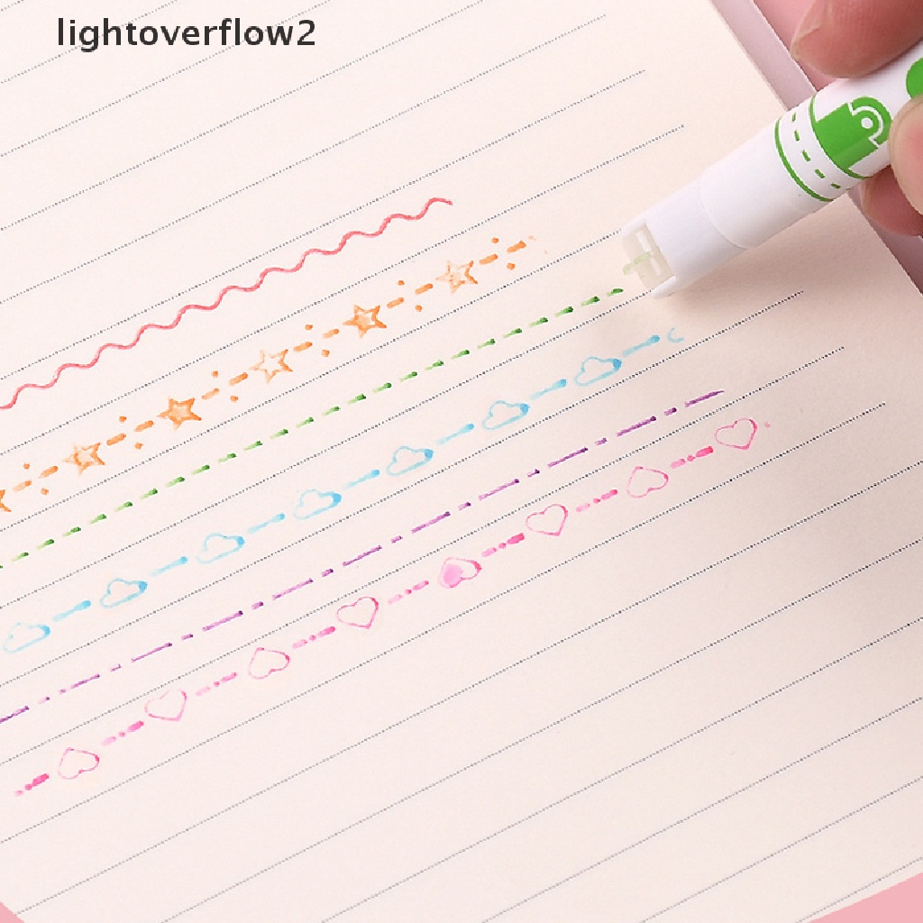 (lightoverflow2) 6pcs / Set Pen Marker Bentuk Garis Multiwarna Untuk Stationery (ID)