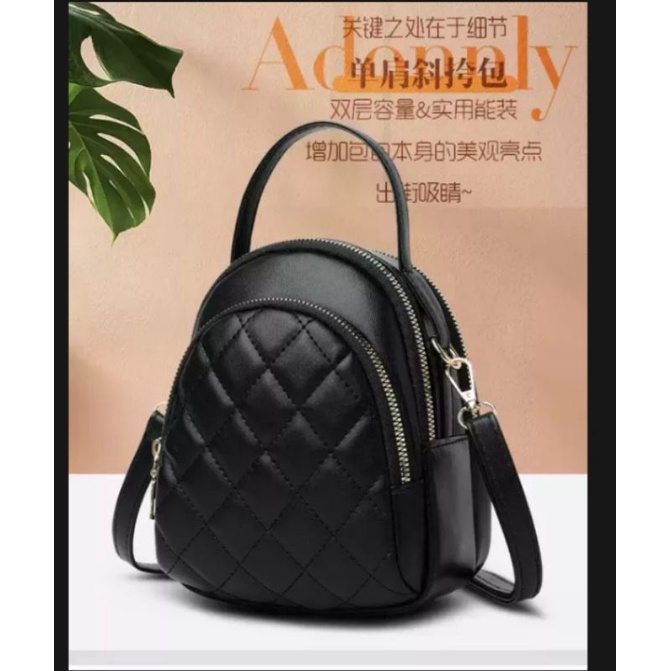 ARS.tas selempang ransel wanita mini kulit sintetis
