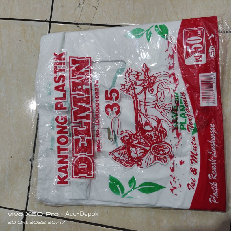 KANTONG KRESEK DELMAN RAMAH LINGKUNGAN UKURAN 35 Cm GO GREEN SAVE OUT PLANET ISI 50 LEMBAR