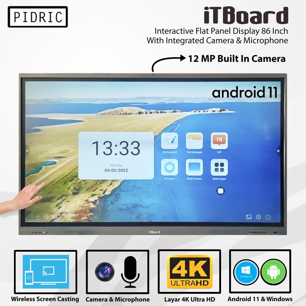 iTBoard Interactive Flat Panel Display 86 Inch With Integrated Camera & Microphone