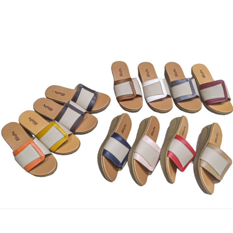 wedges sandal kulit sapi asli garut sukaregang sandal wanita hak 3cm karet ringan kuat anti slip sandal kulit wanita