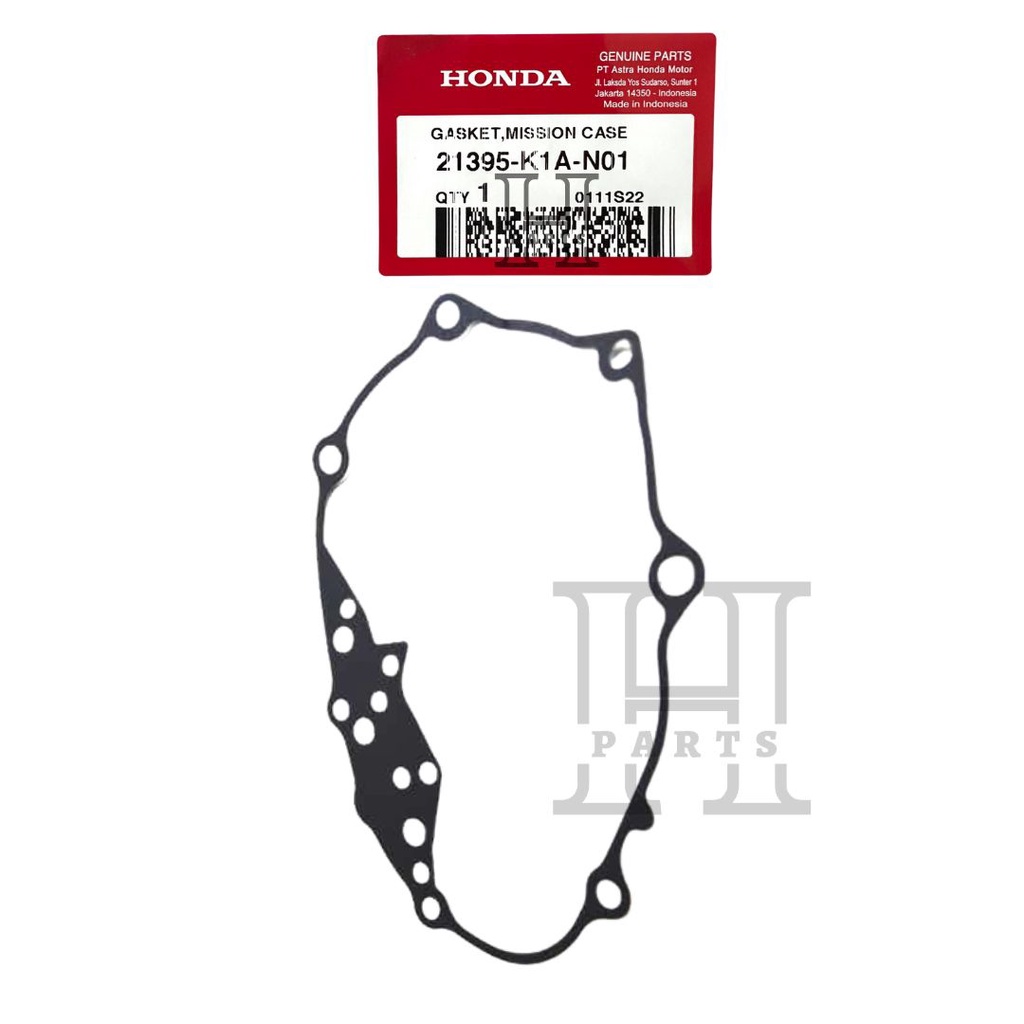 PAKING MESIN BLOK GARDAN PER PAK TRANSMISI GASKET MISSION CASE BEAT K1A SCOOPY K2F GENIO K0J 21395-K1A-N01 ASLI ORIGINAL AHM HGP HONDA