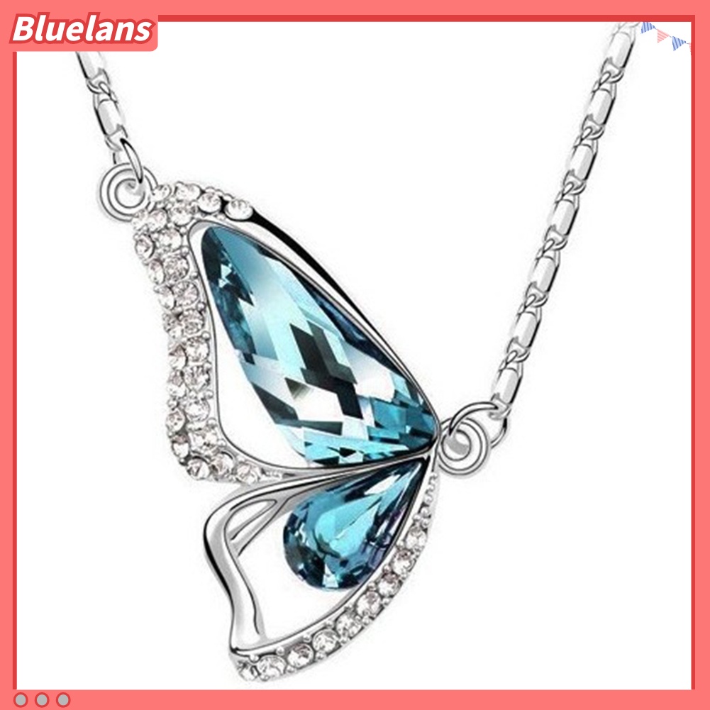 Bluelans Women Fashion Rhinestone Butterfly Jewelry Set Necklace + Earrings + Bracelet