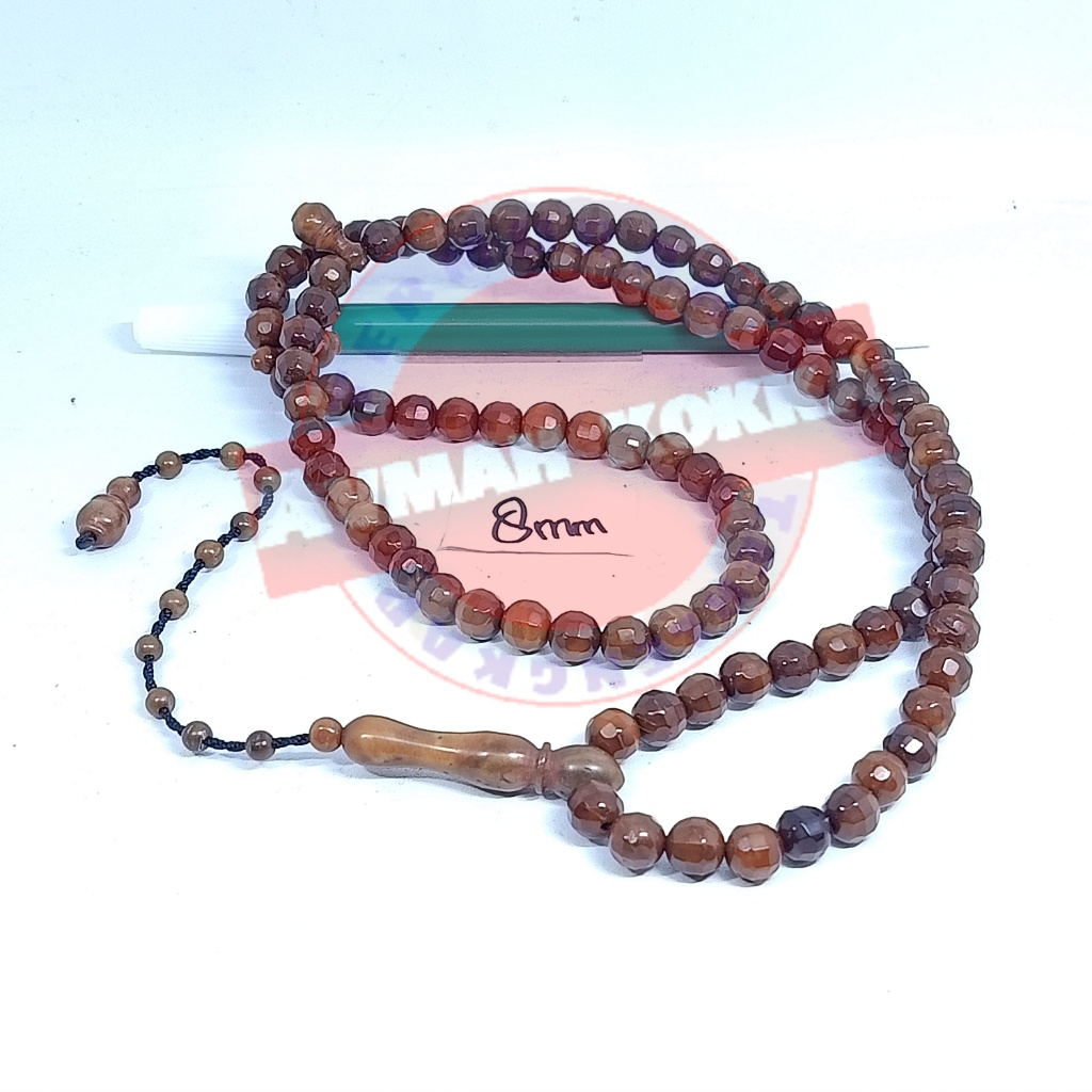 OBRAL Tasbih kokka kaukah 99 cutting diamond coklat 8mm
