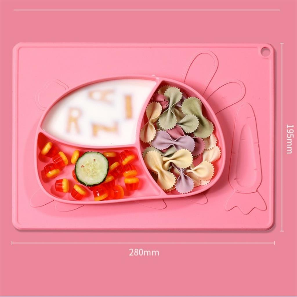 JM0049 Piring Silicone Sekat Rabbit Kelinci Anak Bayi Baby Plate Feeding Set Peralatan Makan