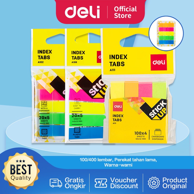 

Deli Index Tab penanda warna cerah melekat kuat media yang ditempel tetap bersih EA10202