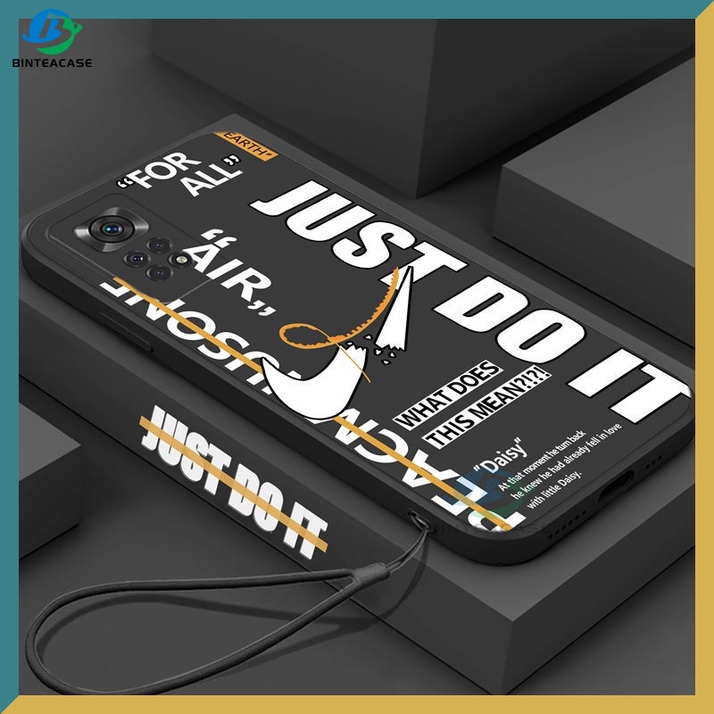 Redmi Note 11S 11 Pro Redmi 10 5G 10C 10A 9C 9T 9A Note10 5G Note 10S Note9 Note8 Note7 Poco M3 Pro X3 Pro NFC Fashion Brand Desain Logo Lanyard Silicone Phone Case Binteacase