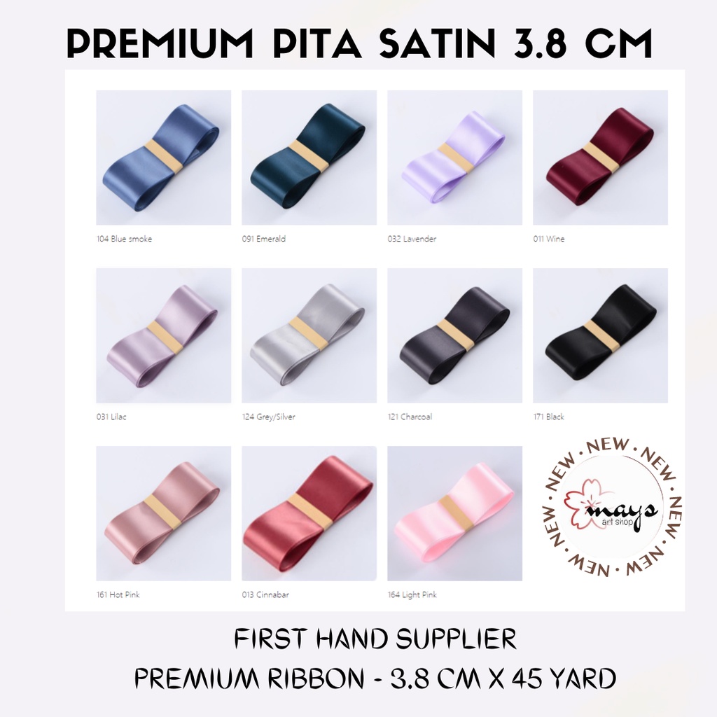 

[Per meter] Pita Satin 3.8 cm Premium Quality - Gift Ribbon Lebar Besar 3,8 cm Meteran - Pita 38mm Bungkus Kado Hadiah Bunga Buket Flower Bouquet Hadiah Hampers Korean 3.8cm / 3,8cm x 45 Y Yard Ecer Murah