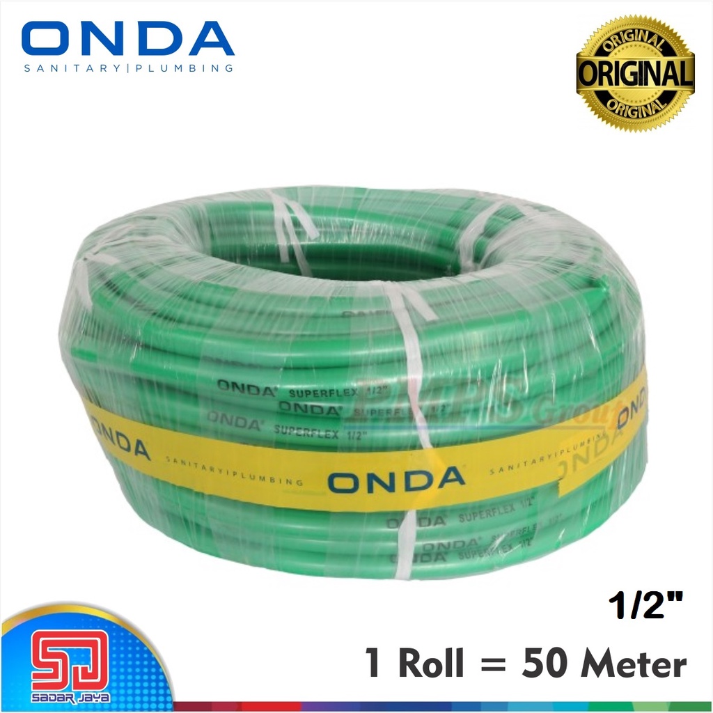 Selang Tebal ONDA Superflex Hijau 1/2&quot; Slang Air Taman Flexible Lentur Kuat 50 meter