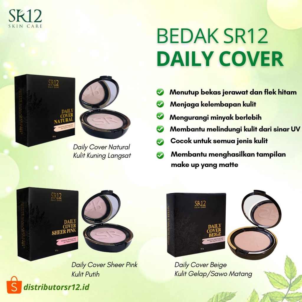 BEDAK DAILY COVER NATURAL SR12 / BEDAK PADAT TAHAN LAMA  / MENUTUPI BEKAS JERAWAT FLEK HITAM